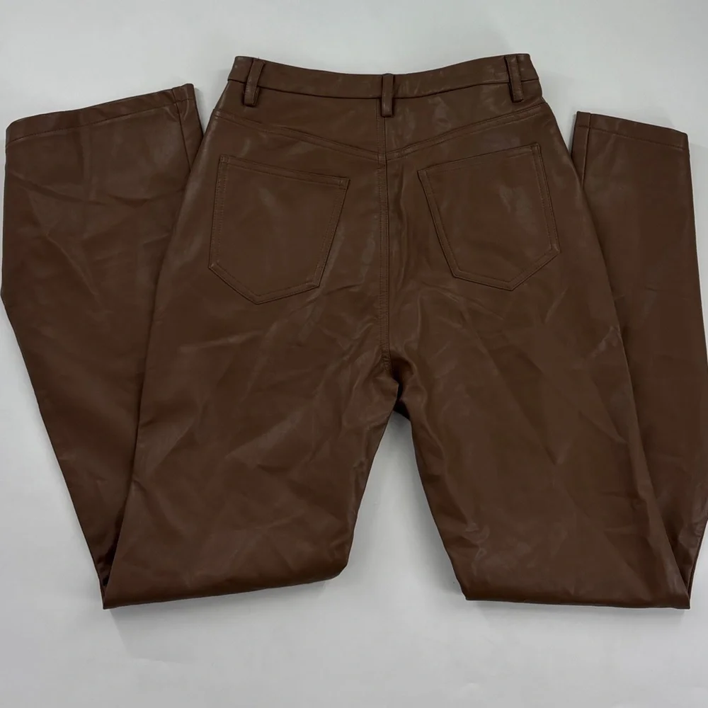PacSun Brown Leather Flare Pants - Picture 4 of 14